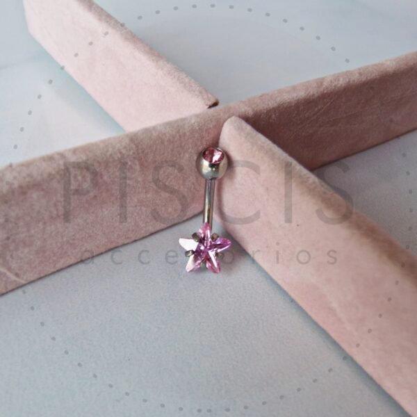 Piercing ombligo strass engarzado estrella varios colores.