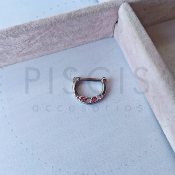 Septum strass blanco y fucsia