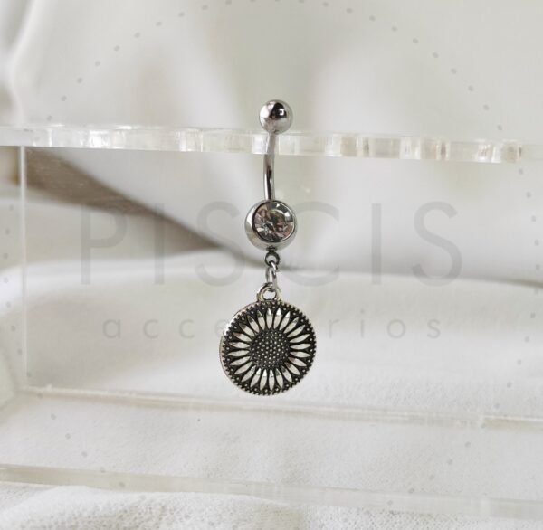 Piercing ombligo girasol, colgante.