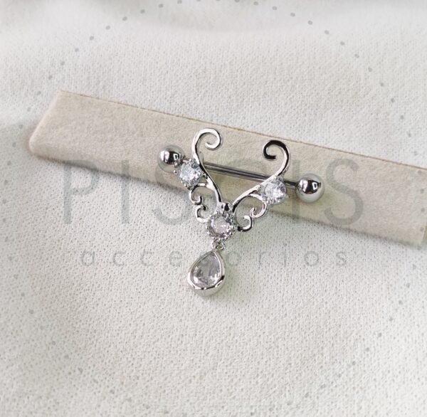 Piercing pezonera strass colgante.