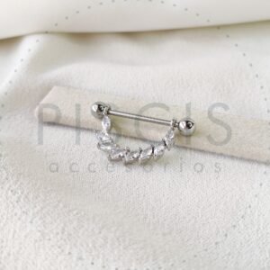 Piercing pezonera hojitas strass