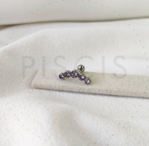 Piercing helix 5 strass, lila.