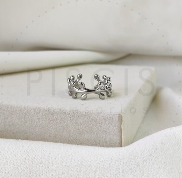 Anillo Laurel regulable, plateado.