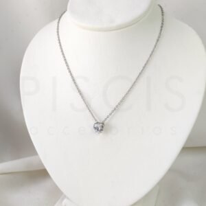 Collar Mila blanco, plateado.