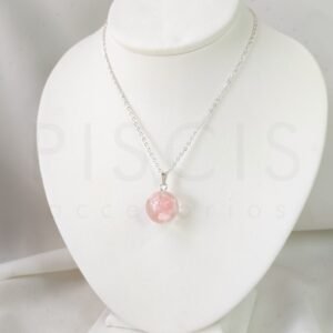 Collar Pedazo de Cielo rosa, blanco.