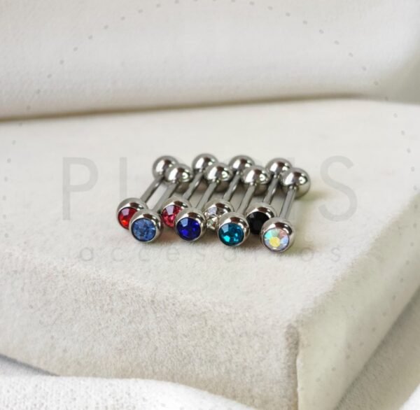Piercing lengua strass colores. - Imagen 2