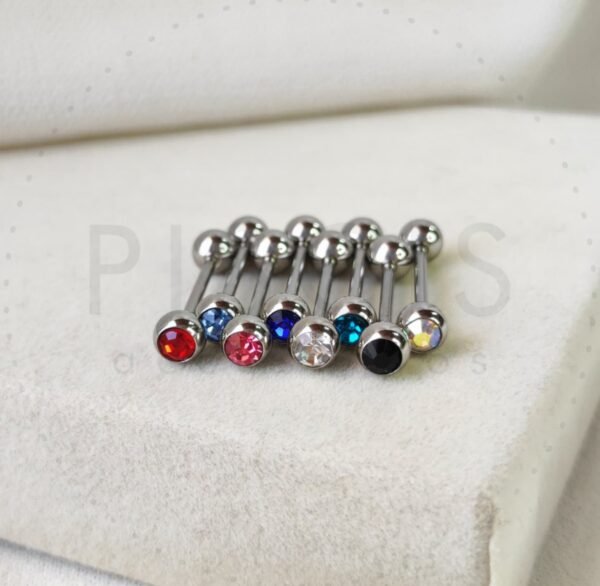 Piercing lengua strass colores. - Imagen 3
