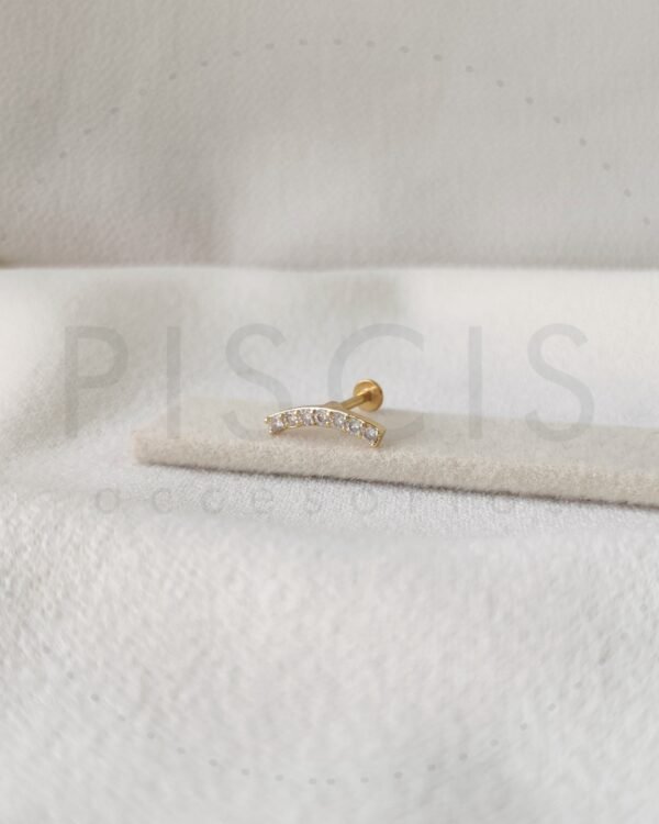 Piercing labret 7 strass, dorado.