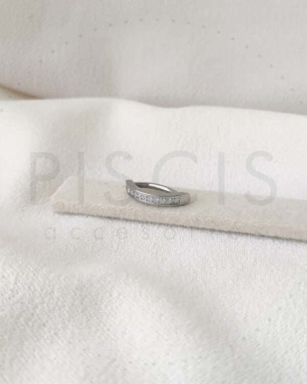 Piercing ombligo cierre clicker con strass, plateado.