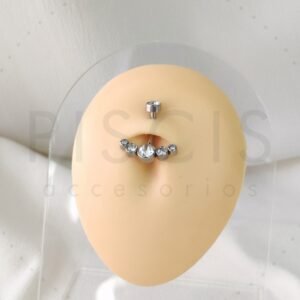 Piercing ombligo 5 strass con rosca interna.