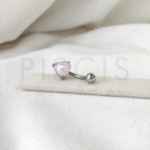 Piercing ombligo corazón ópalo, rosa.