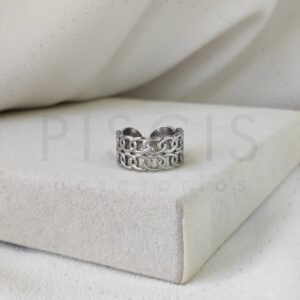 Anillo Leah regulable, plateado.
