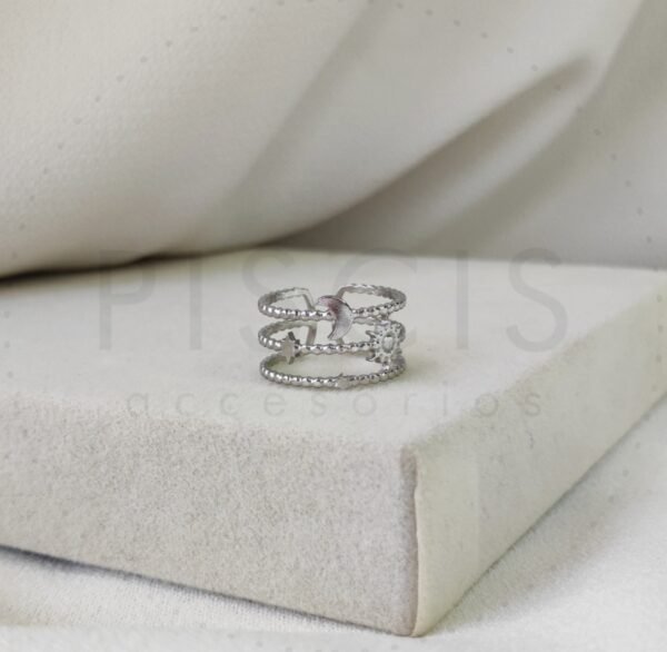 Anillo Clarisse regulable, plateado.