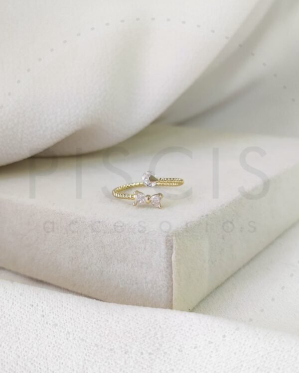 Anillo Ribbon strass, dorado.