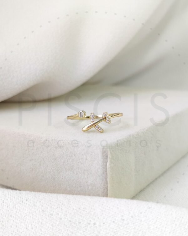 Anillo Ship strass, dorado.