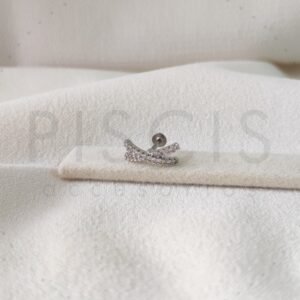 Piercing Labret doble curvo con strass, plateado.