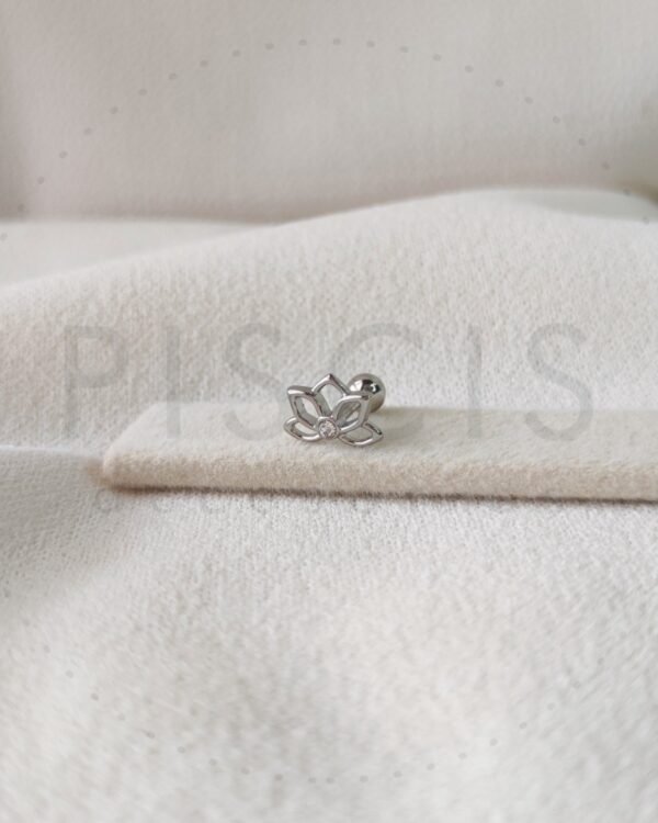 Helix Flor de loto mini strass, plateado.