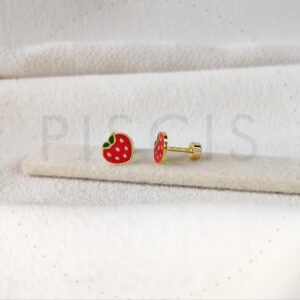 Aros Frutillitas, dorados.