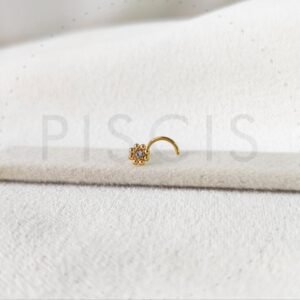 Piercing nostril strass + bolitas, dorado.