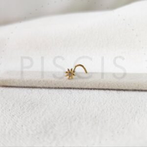 Piercing nostril flor con strass, dorado.