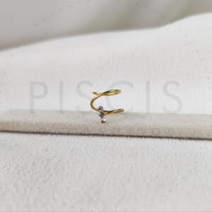 Piercing sin fin doble rulito 3 strass, dorado.