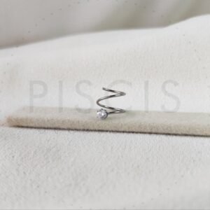 Piercing sin fin doble rulito strass, plateado.