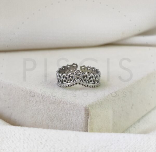 Anillo Rapunzel regulable, plateado.
