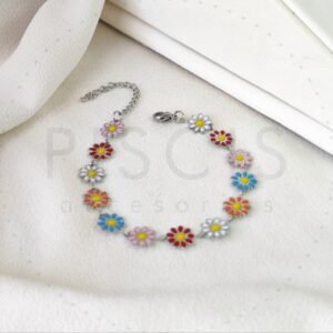 Pulsera Margaritas tutti frutti, plateada.