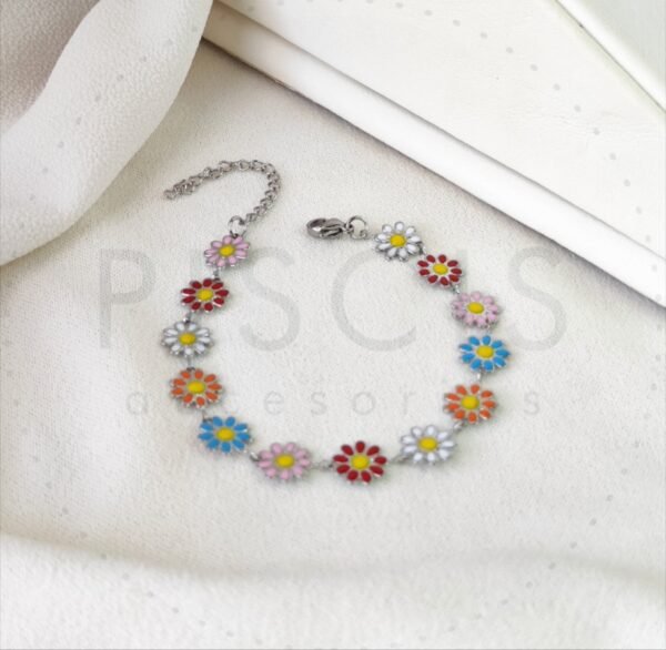 Pulsera Margaritas tutti frutti, plateada.