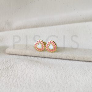 Aros Cori sparkles blancos con rosa, dorados.