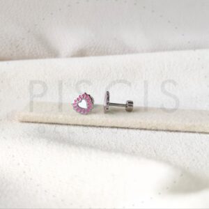 Aros Cori sparkles blancos con rosa, plateados.