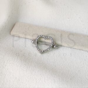 Piercing pezonera corazón con strass chico.
