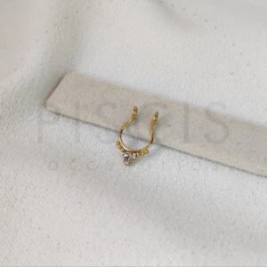 Falso septum strass + bolitas, dorado.