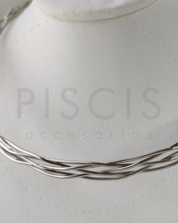 Collar/Choker Trama, plateado. - Imagen 3