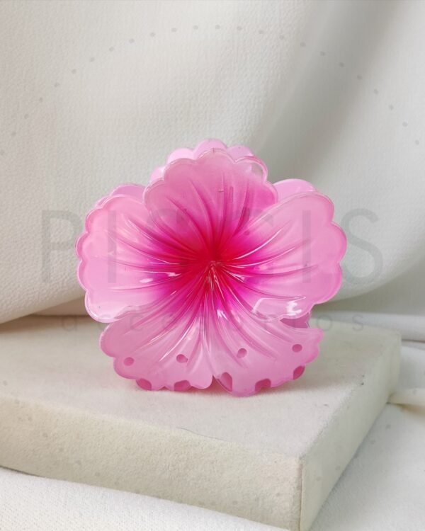 Gancho Hibiscus mod. 2, rosa c/ fucsia.