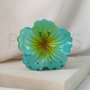 Gancho Hibiscus mod. 2, turquesa c/ amarillo.
