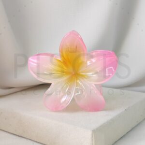 Gancho Hibiscus, rosa c/ amarillo.