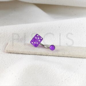 Piercing ombligo dado acrílico violeta.