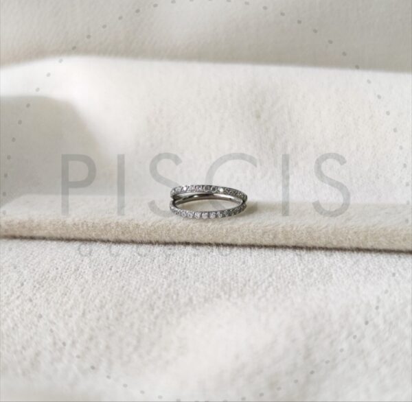 Piercing clicker con strass doble, plateado. - Imagen 4