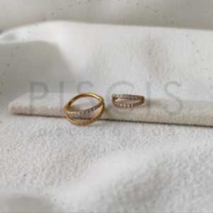 Piercing clicker con strass doble, dorado.