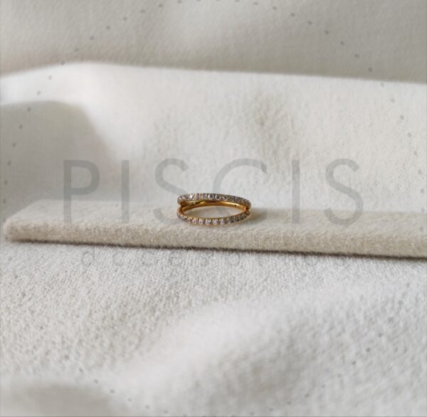 Piercing clicker con strass doble, dorado. - Imagen 4