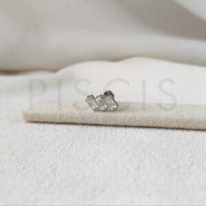 Piercing labret 3 strass rectangulares, plateado.