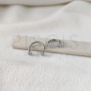 Piercing bull doble strass estrella, plateado.
