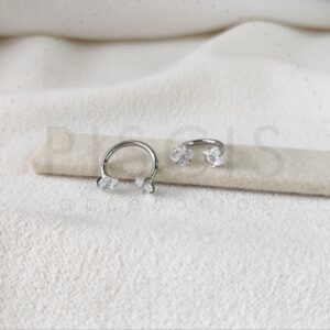 Piercing bull doble strass cuadrado, plateado.