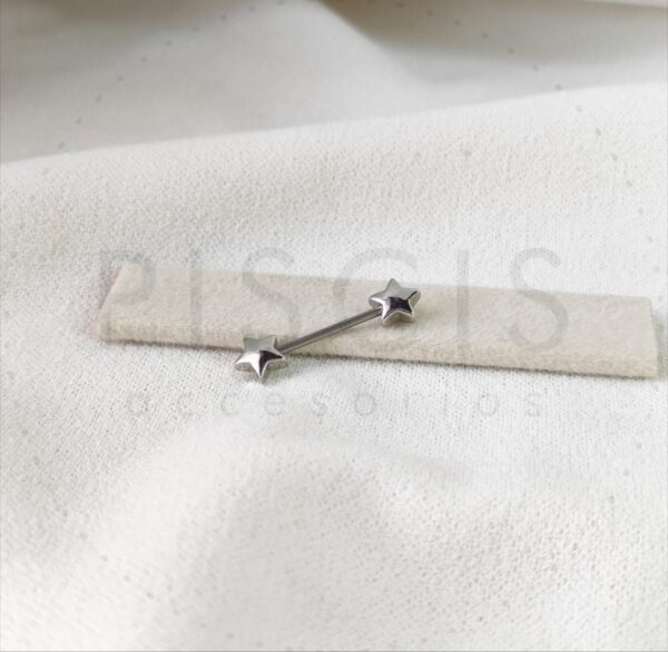 Piercing pezonera doble forma estrella.