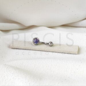 Piercing ombligo strass, lila.