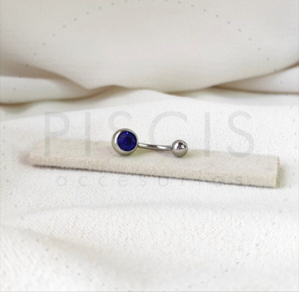 Piercing ombligo strass, azul.