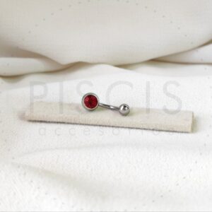 Piercing ombligo strass, rojo.