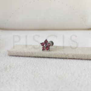 Labret flor rosa, plateada.