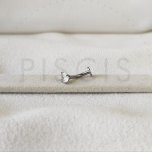 Piercing ombligo strass rosca interna, plateado.